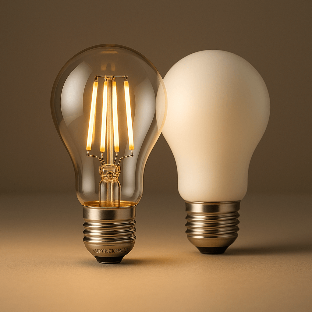 Ampoule LED décorative en verre dépoli et filament doré, au design moderne et élégant, idéale pour suspension, lustre ou lampe à poser – Collection Luminexpress Maroc