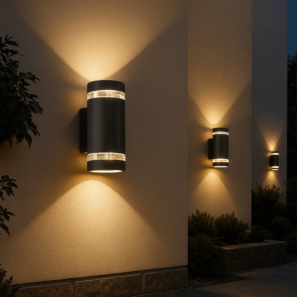 Applique et lampadaire d’extérieur modernes en noir, diffusant une lumière chaude pour illuminer jardin, terrasse ou façade – Collection Luminexpress Maroc