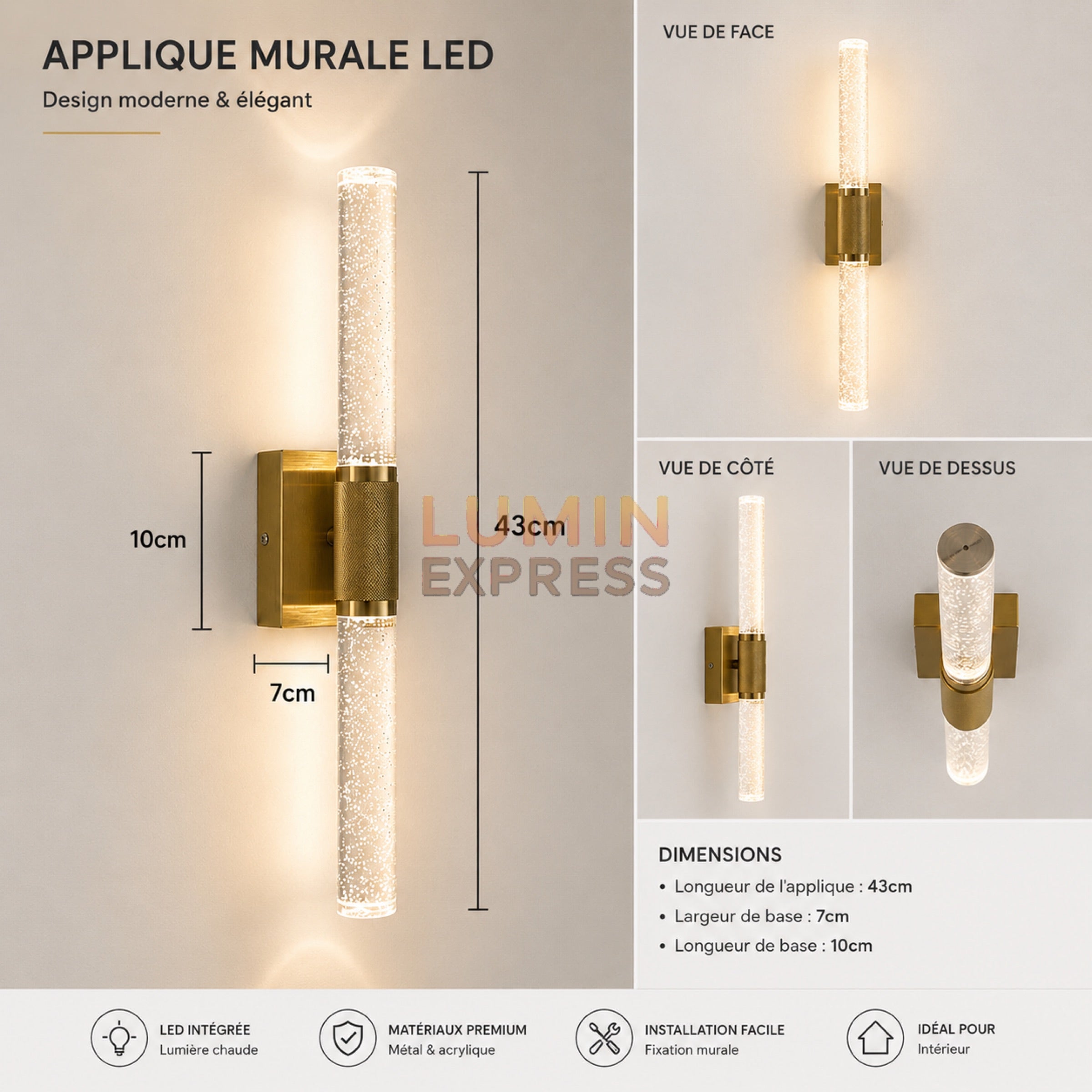 Applique murale ORBIS Gold