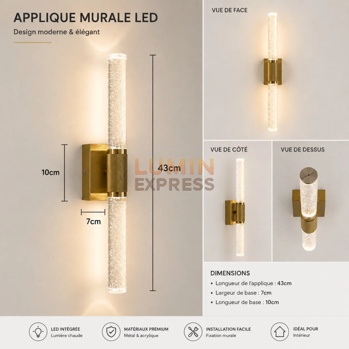 Applique murale ORBIS Gold