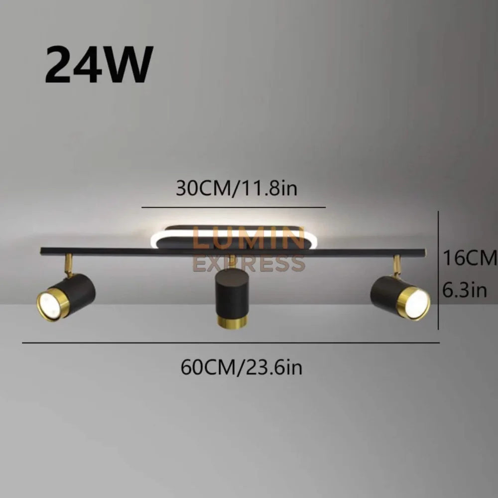 Applique murale Eclipse noir et doré 60 cm avec spot LED orientable – idéale salle de bain – Luminexpress Maroc