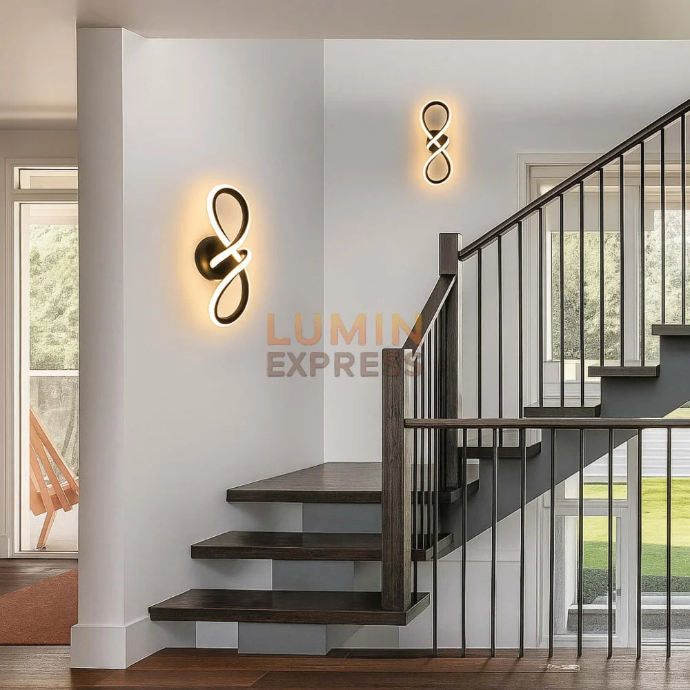 Applique murale INFINITY en ruban LED noir mat, idéal salon, chambre ou couloir – livraison rapide Maroc – Luminexpress