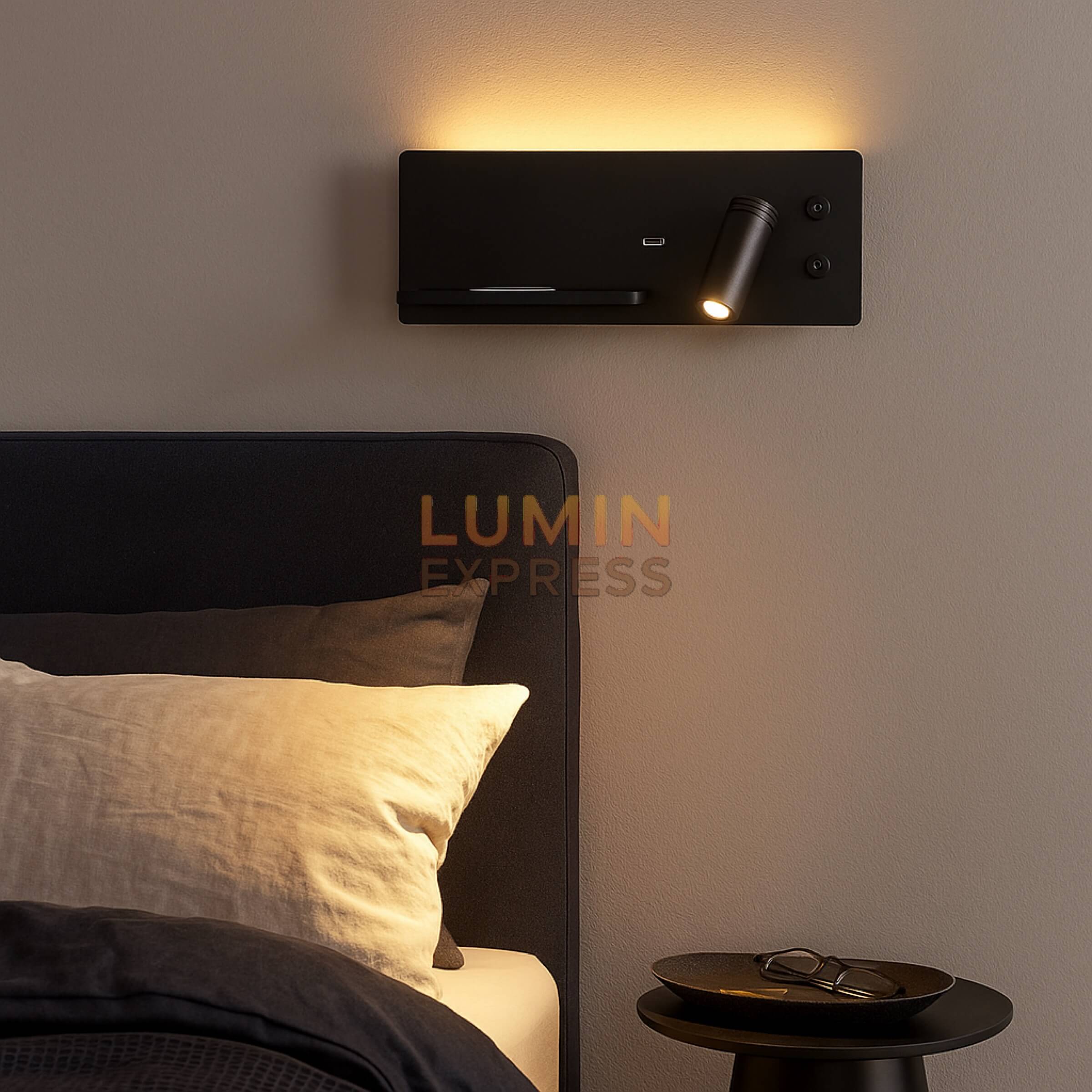 Applique murale liseuse noire LED orientable avec bras flexible – idéale chambre et bureau – Luminexpress Maroc