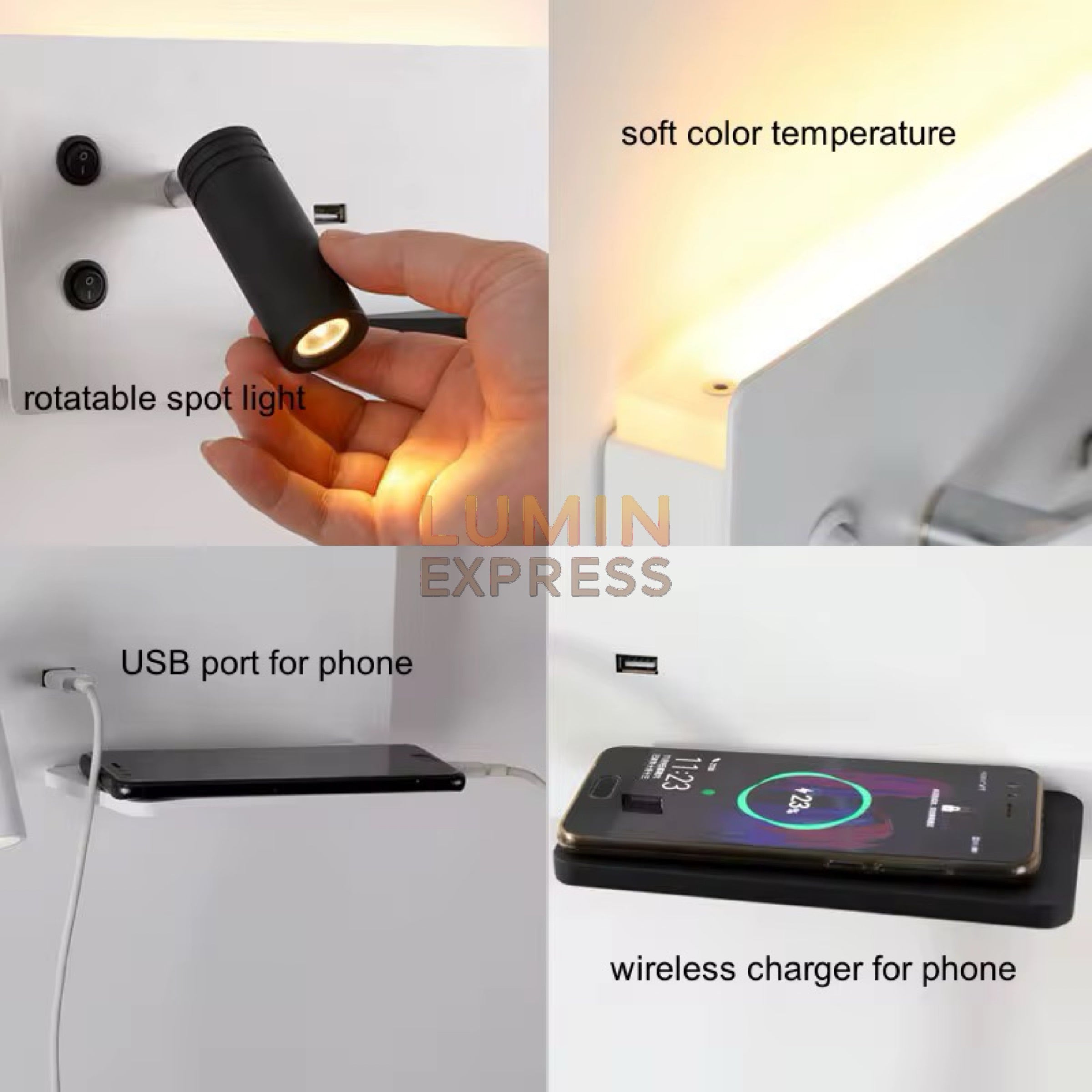 Applique murale Liseuse Wireless Black
