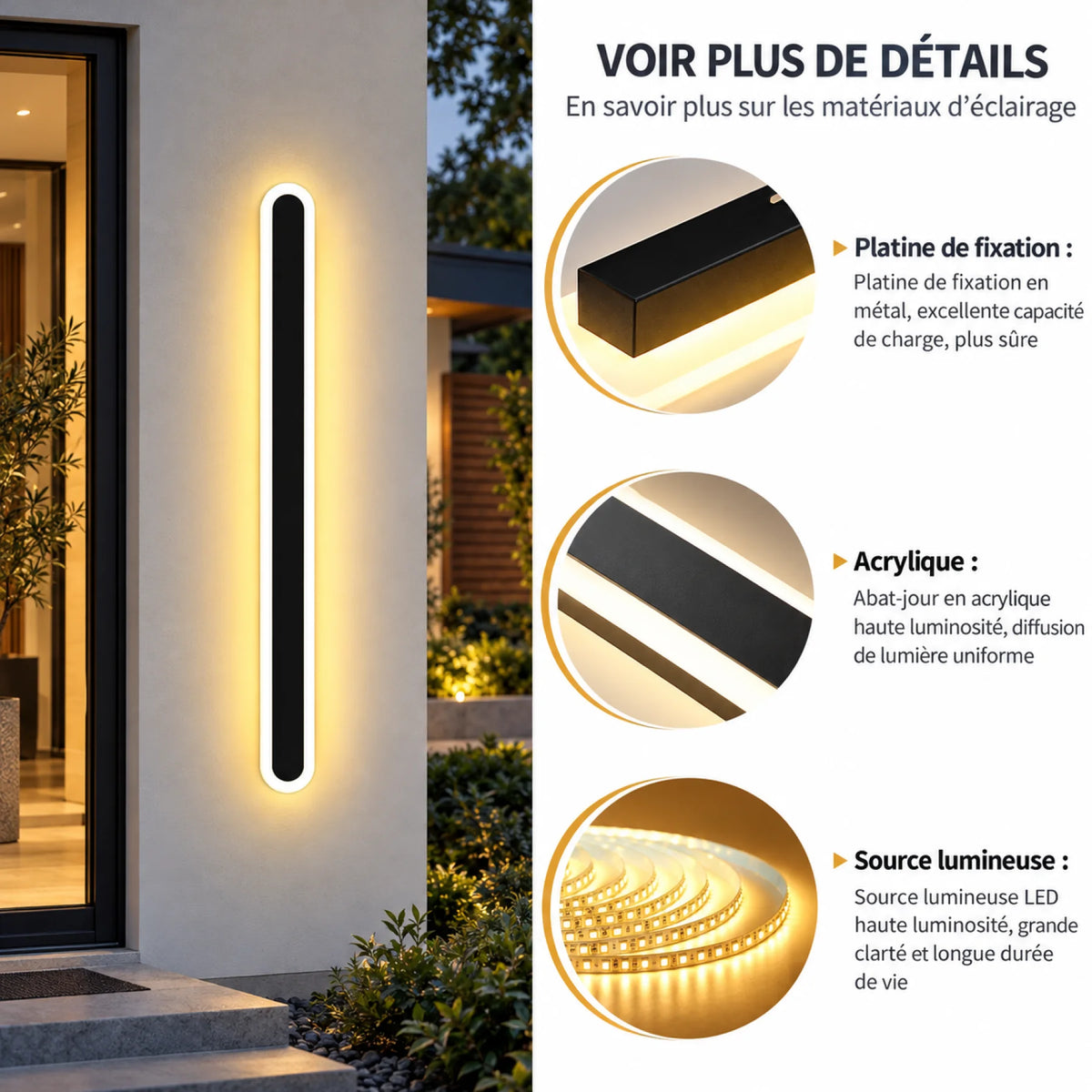 Applique murale VERTIKA Black 60cm
