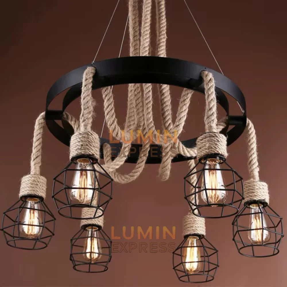 Suspension HUNKY 6 Têtes avec Ampoules Offertes