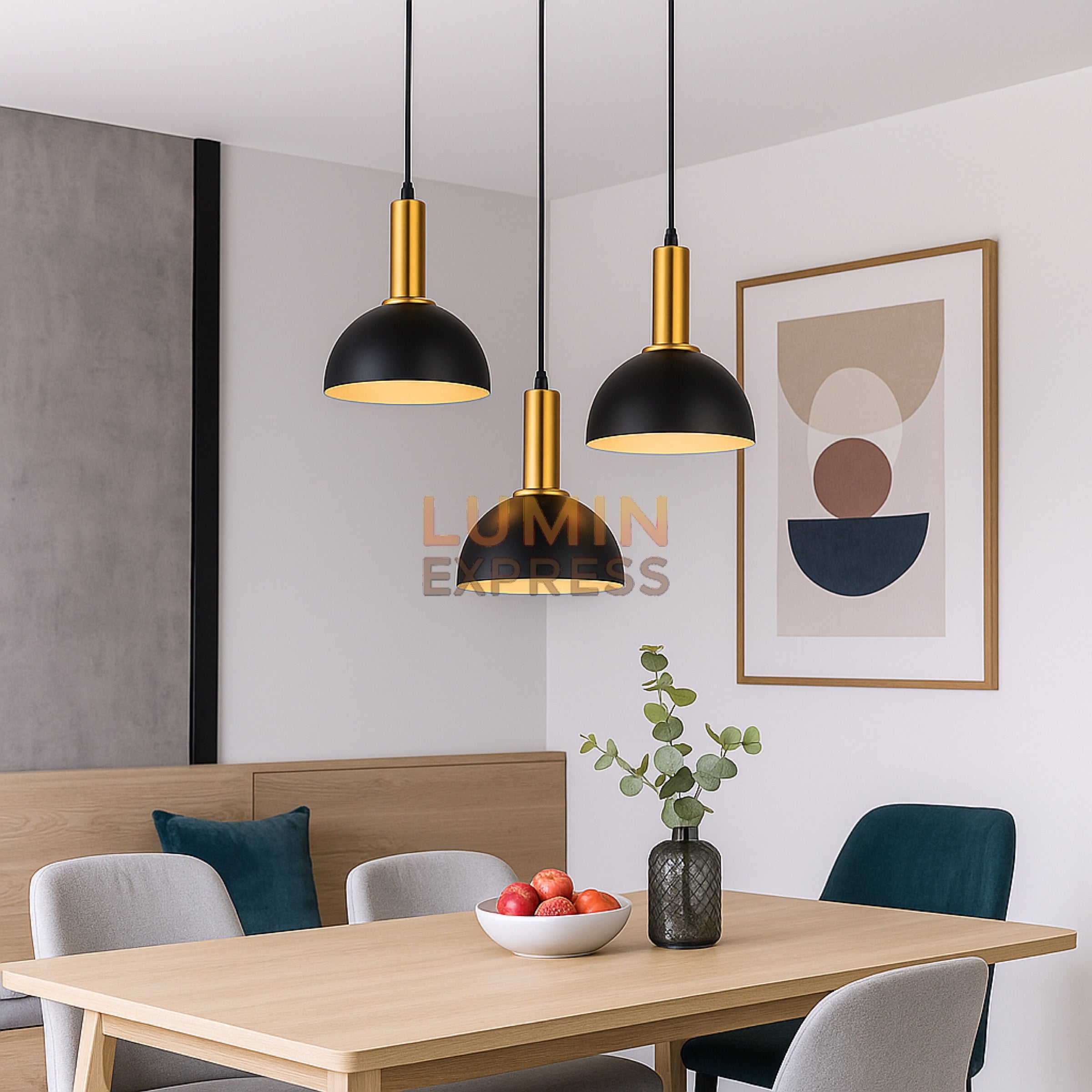 Suspension HANOVER Triple luminaire industriel en aluminium réglable 100 cm