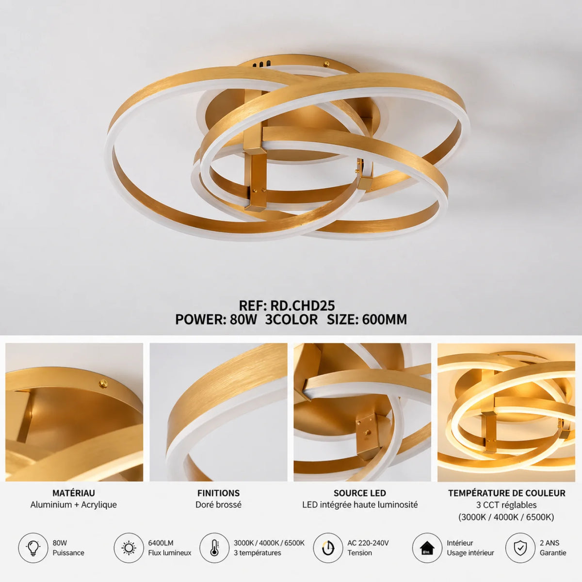 Plafonnier TORNADO Gold
