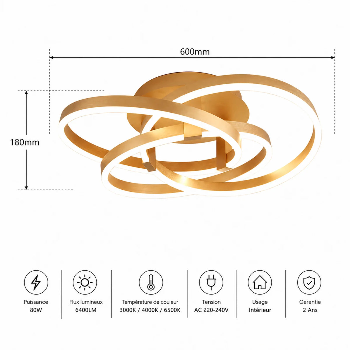 Plafonnier TORNADO Gold