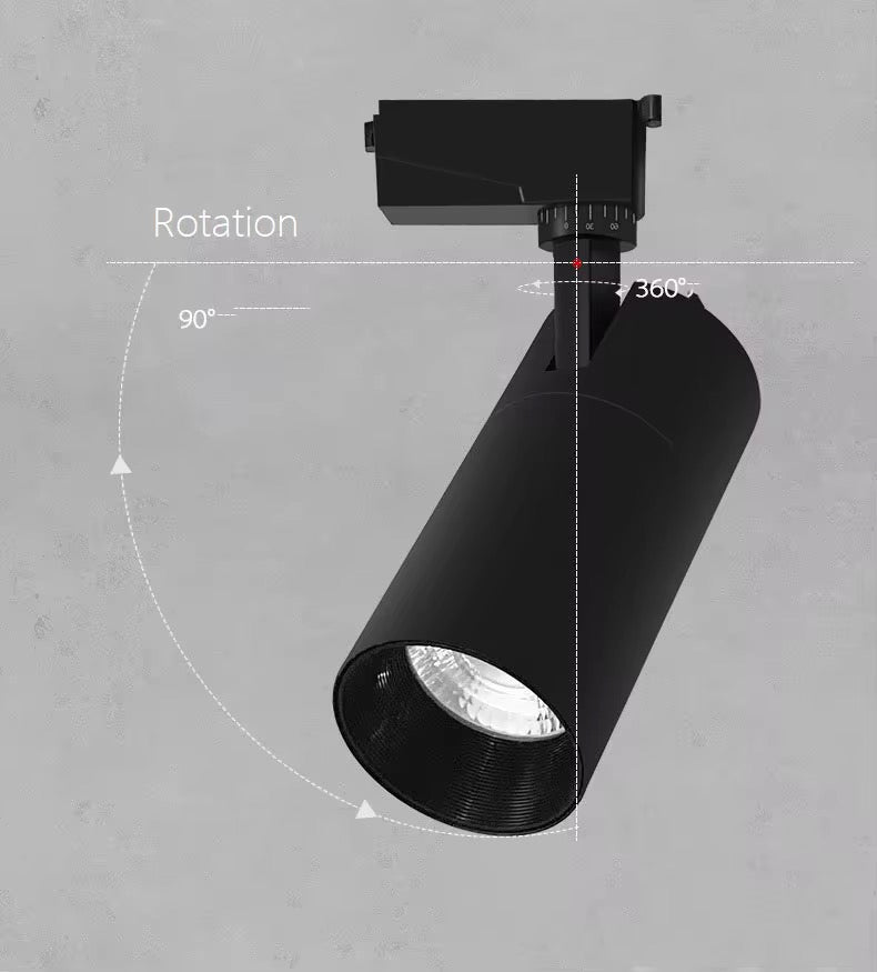 Projecteur 30W Noir pour rail monophasé