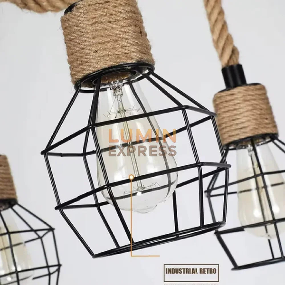 Suspension HUNKY 6 Têtes avec Ampoules Offertes