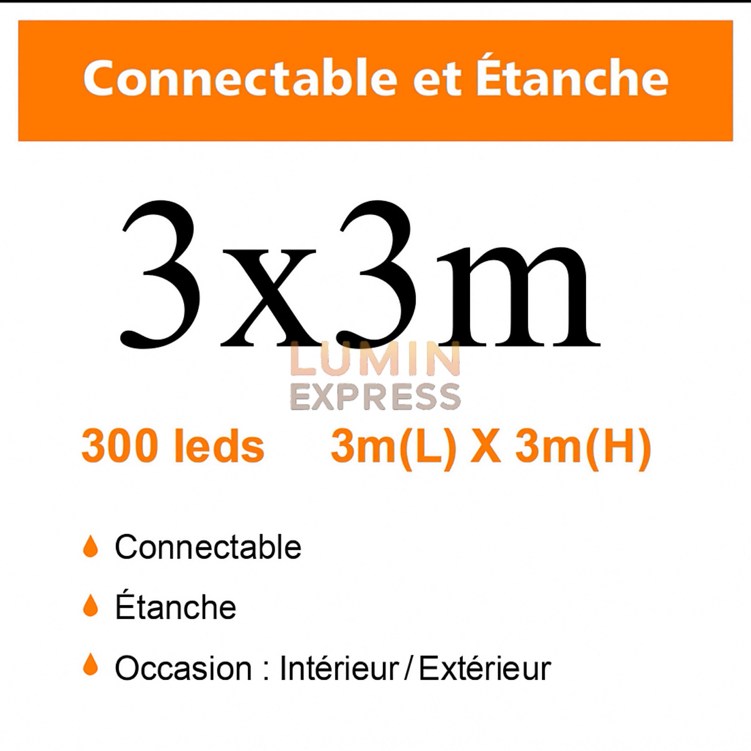 Rideau Guirlande étanche 3Mx3M Jaune