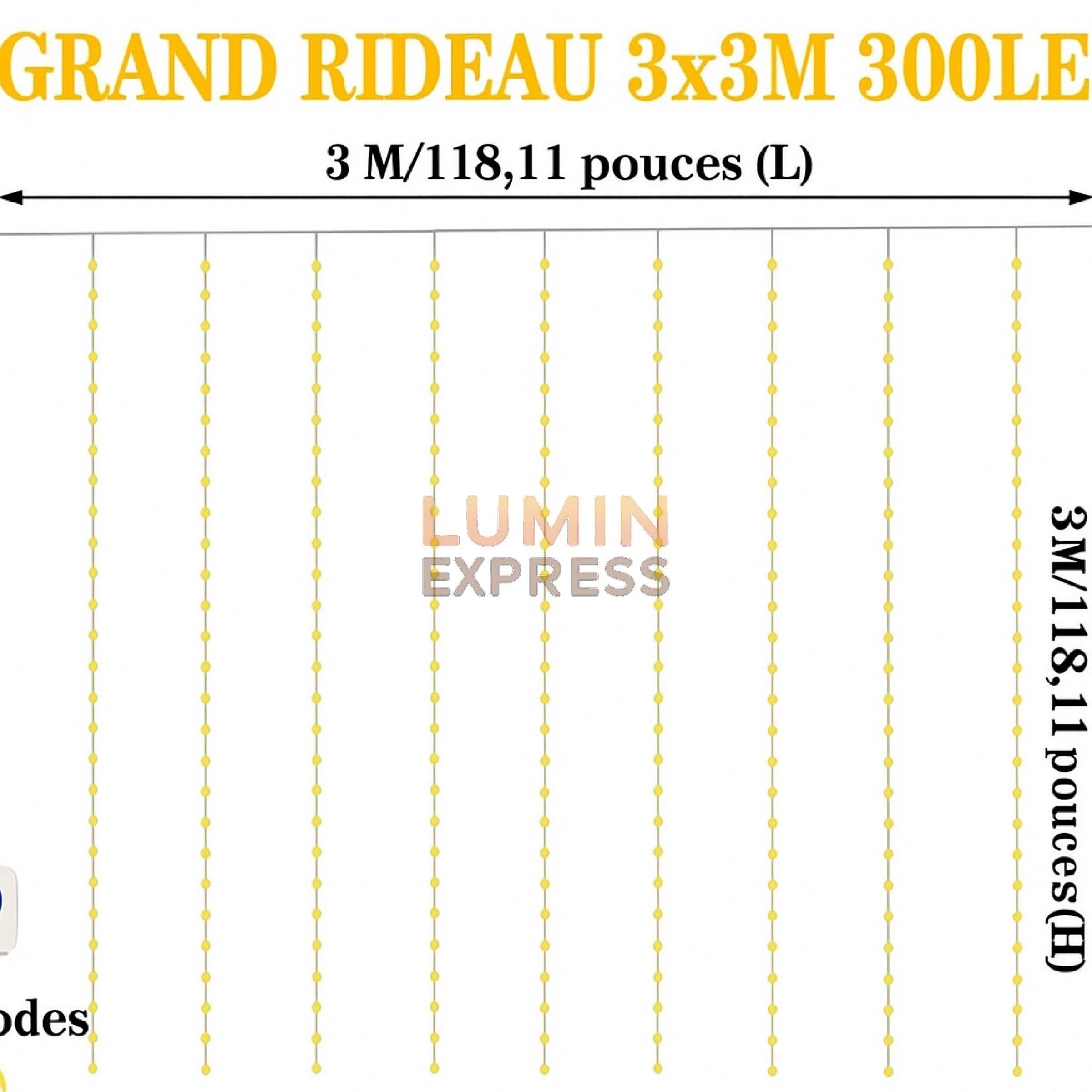 Rideau Guirlande étanche 3Mx3M Jaune