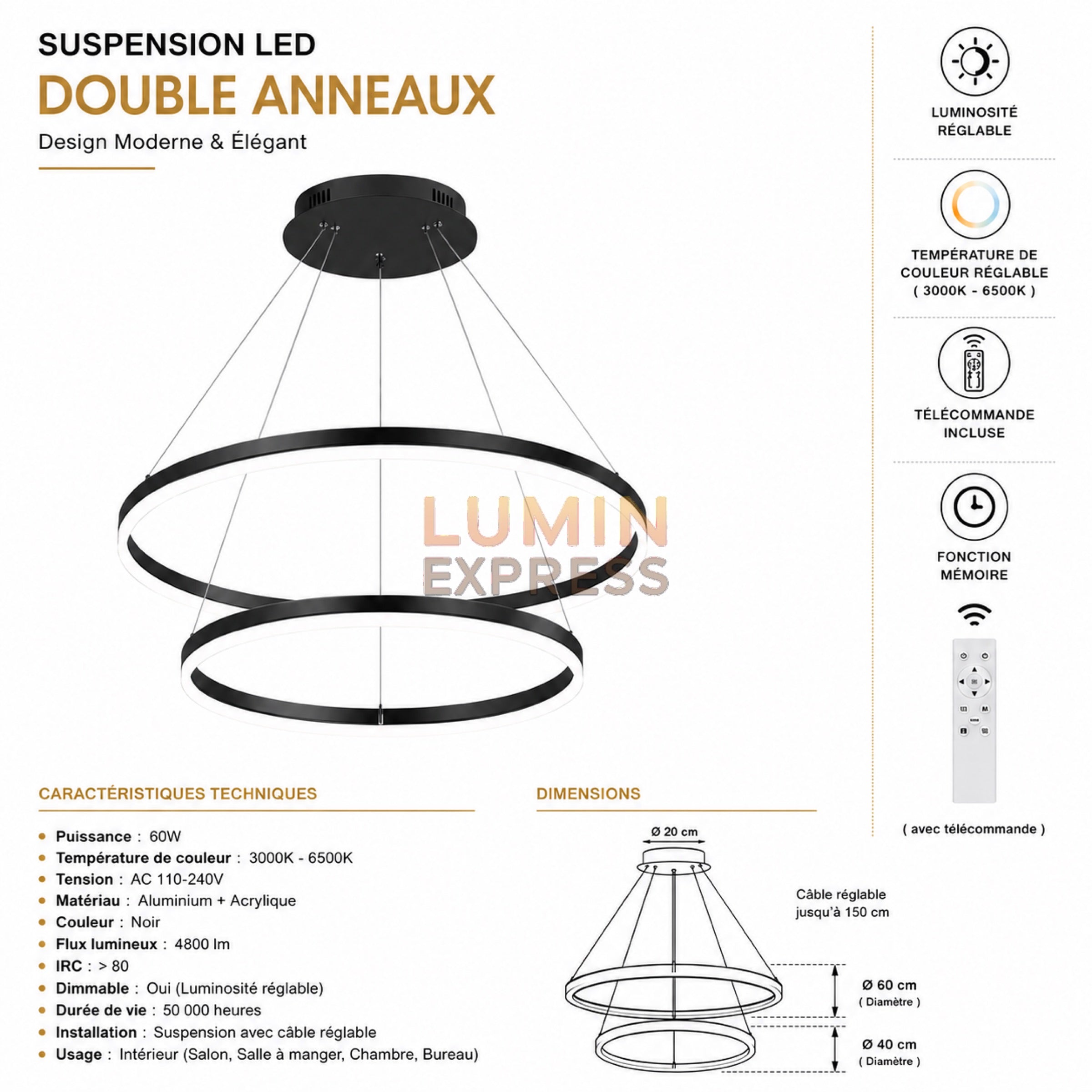 Suspension ELITE DUO Black