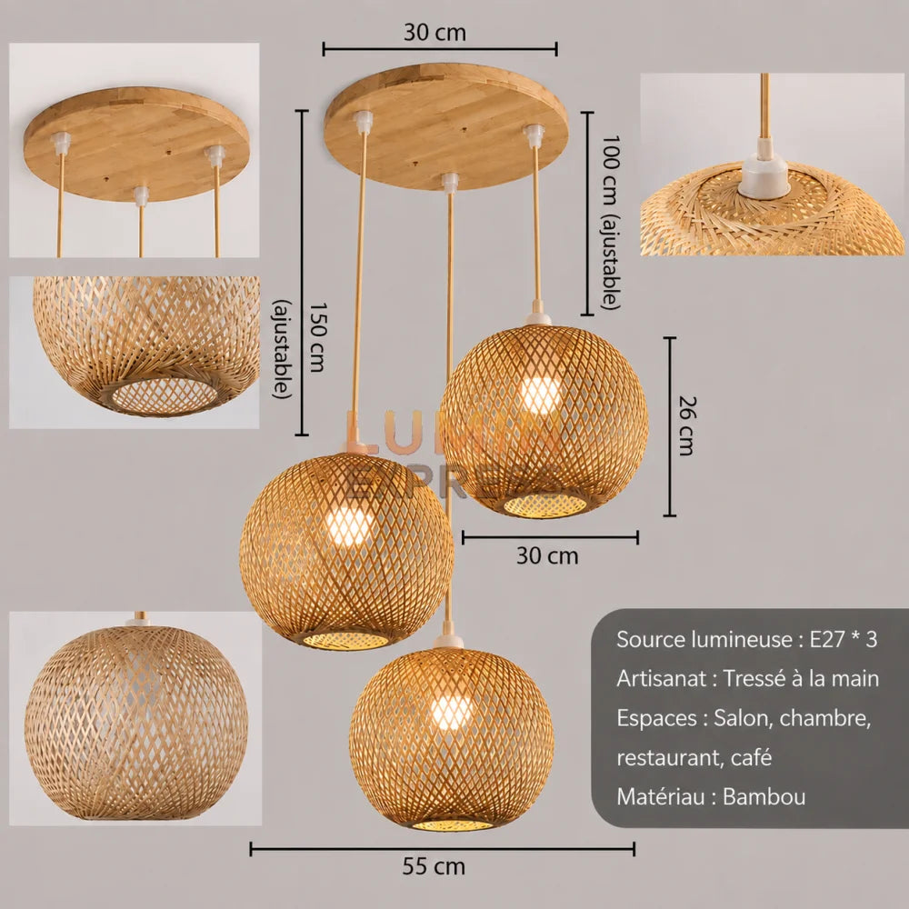 Suspension OASIS Triple en Bambou