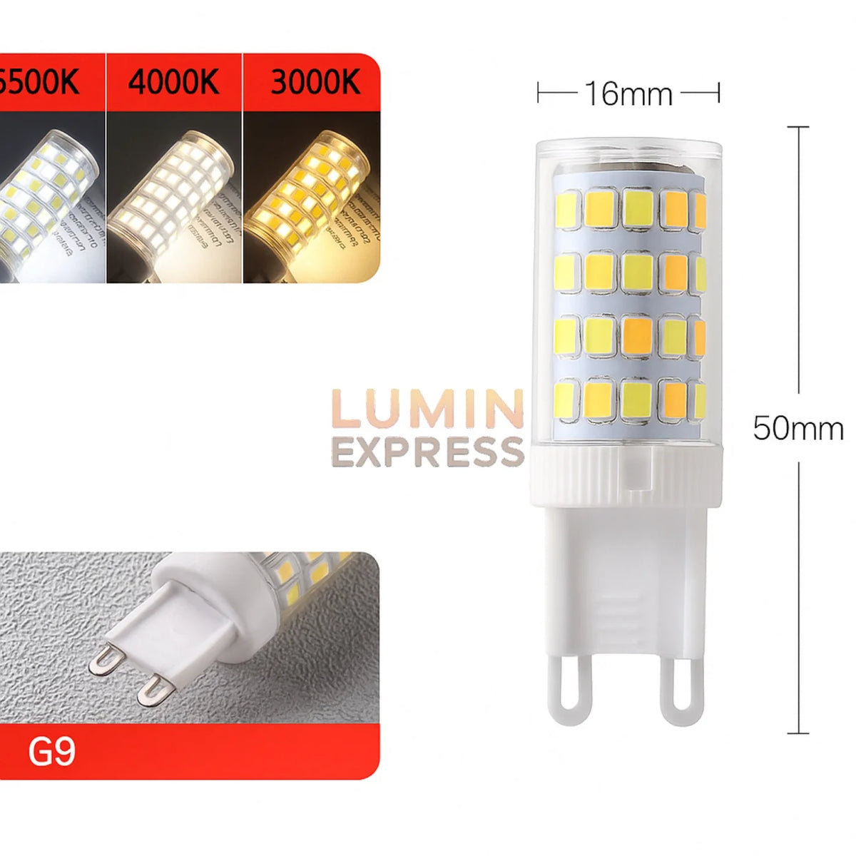 Pack de 10 Ampoules LED G9 7W 3 Couleurs
