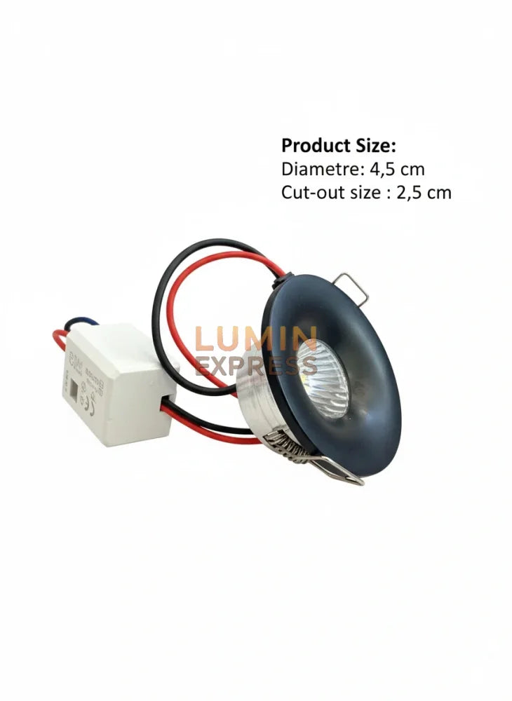 Mini Spot LED Noir Encastrable pour niche