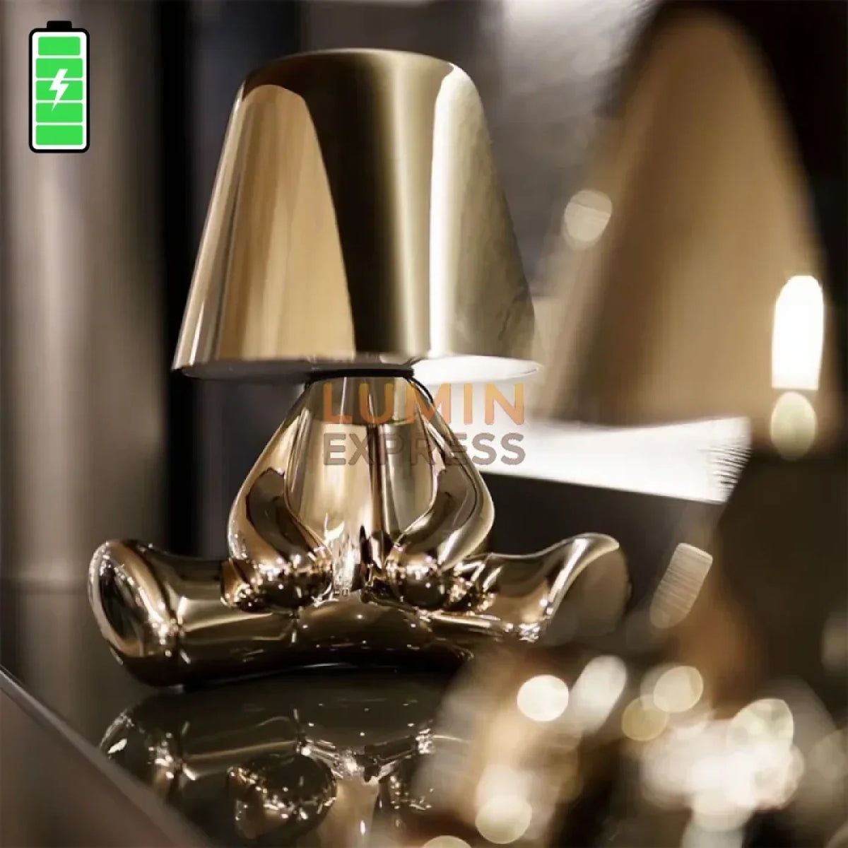 Lampe LED design doré rechargeable avec commande tactile