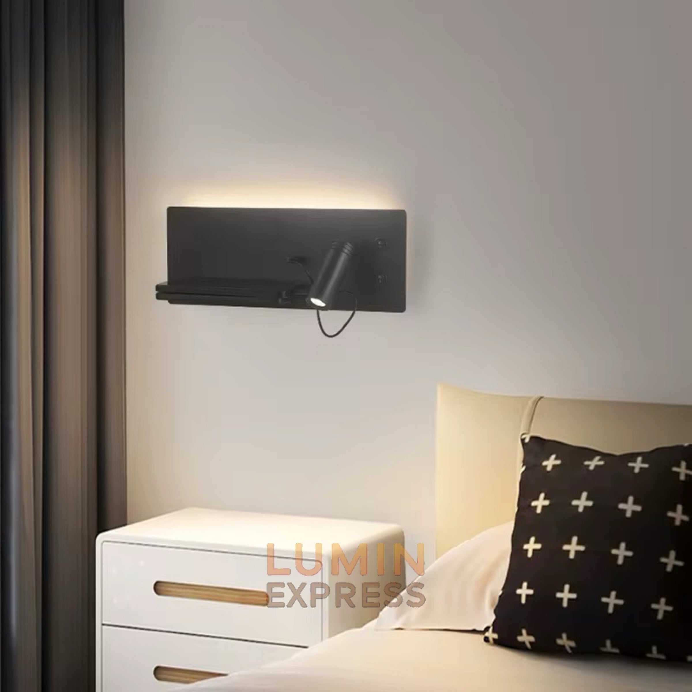 Applique murale liseuse sans fil noire – lampe murale pratique et moderne au Maroc