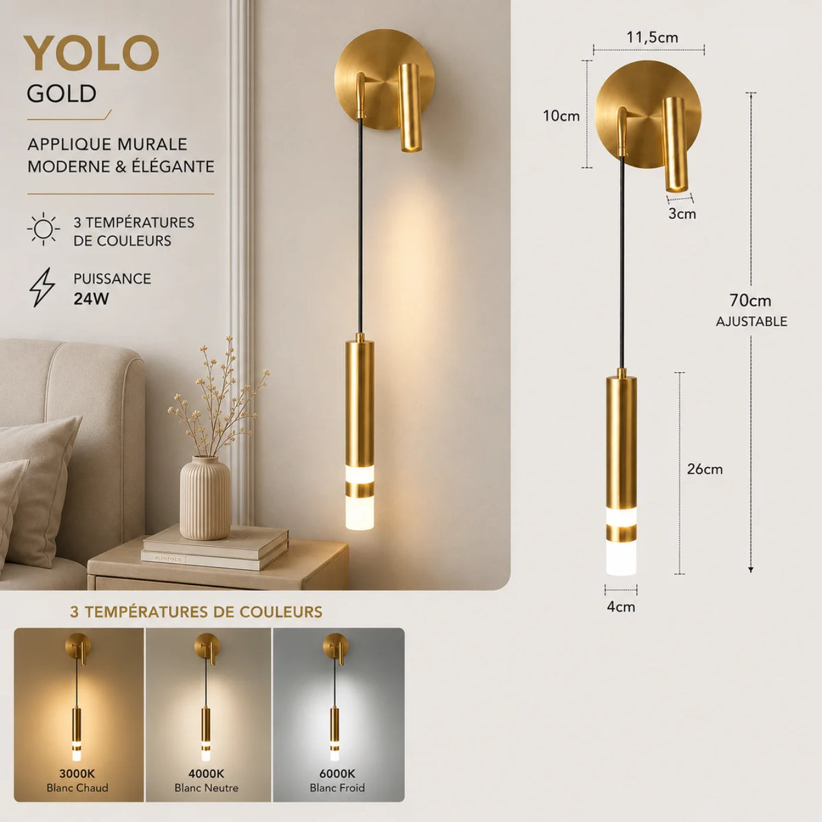 Applique murale YOLO Gold