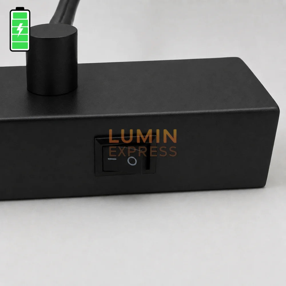 Applique LED noire rechargeable allumée pour éclairage mural