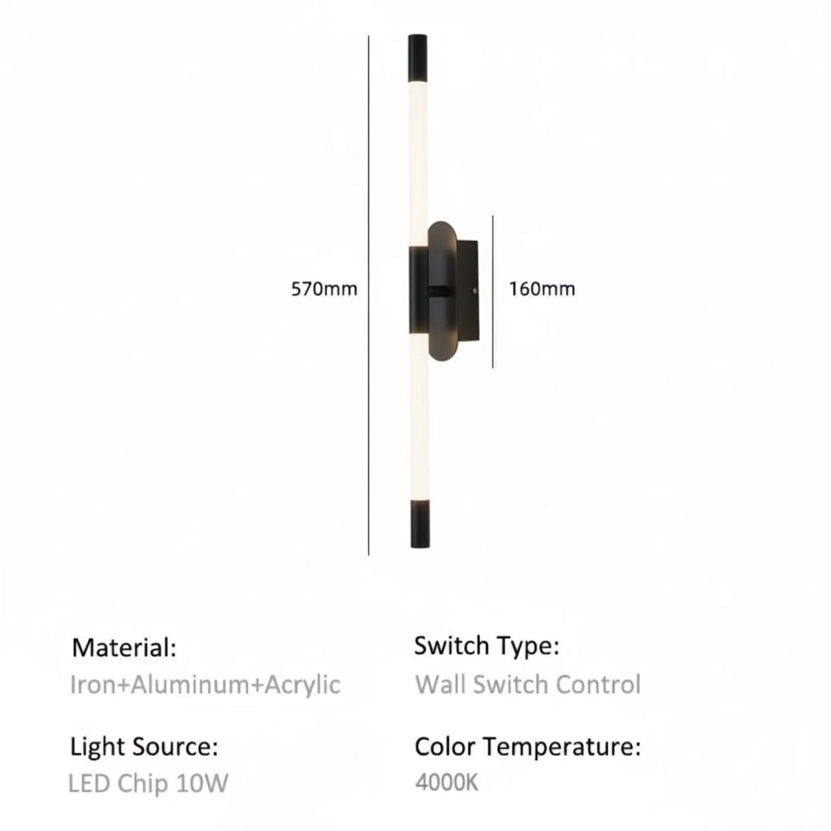 Applique BELMOND Noir lumière 4000K – Luminaire Maroc