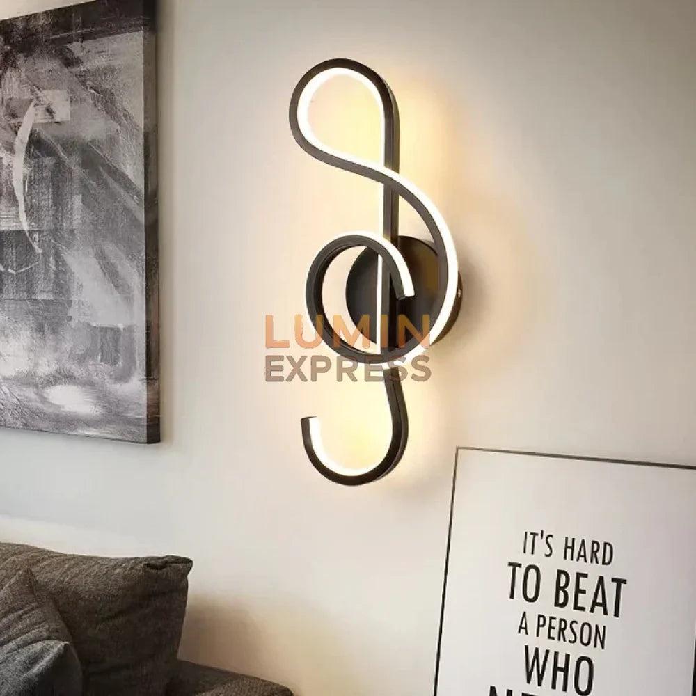 Applique murale MELODY Black LED 20W 3 couleurs – design clé de sol