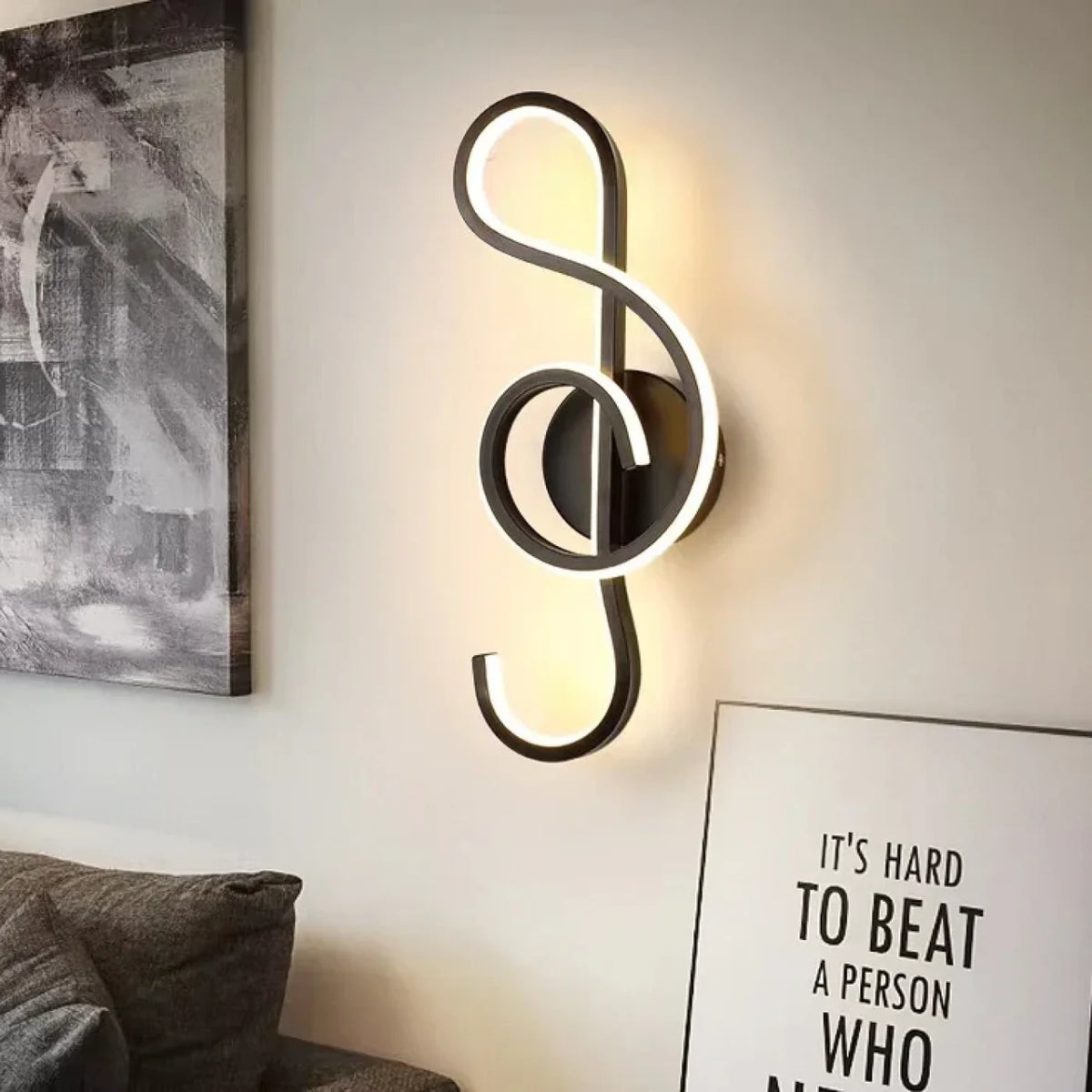 Applique murale MELODY Black LED 20W 3 couleurs – design clé de sol
