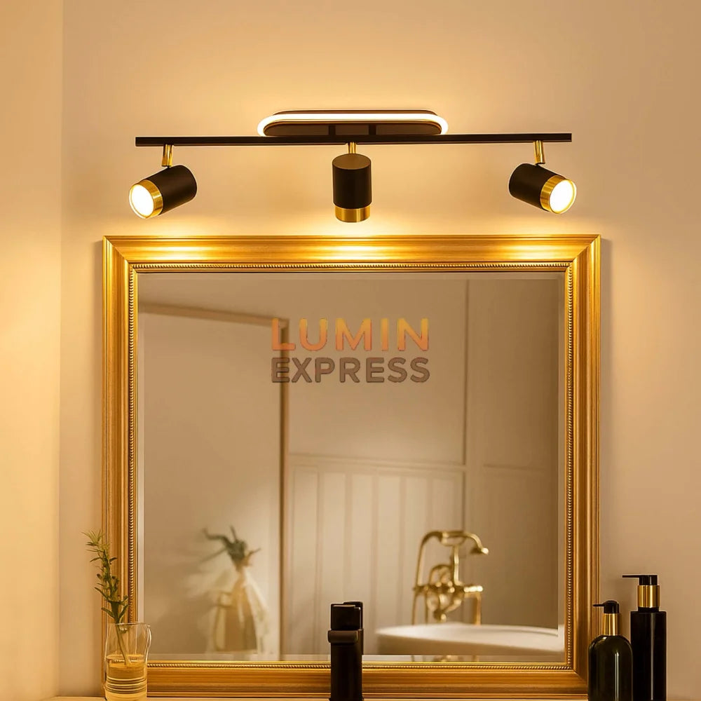 Applique murale LED noire et dorée avec spot orientable – utilisation en salle de bain – Luminexpress Maroc