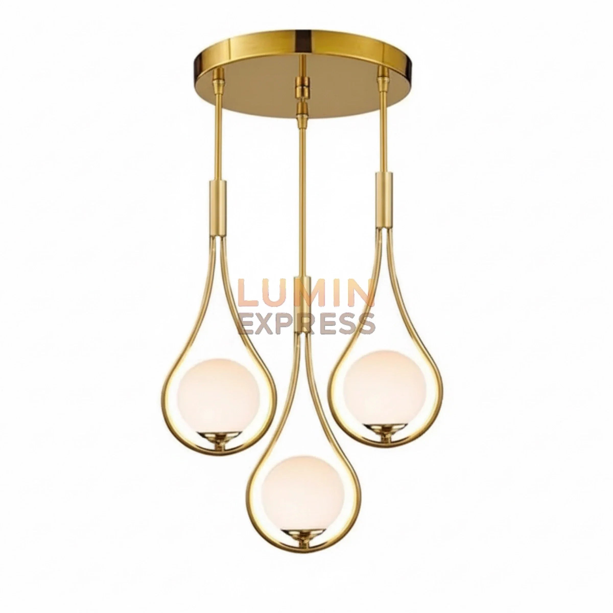 Applique murale design moderne PLATA Triple avec finition laiton doré et globes en verre dépoli
