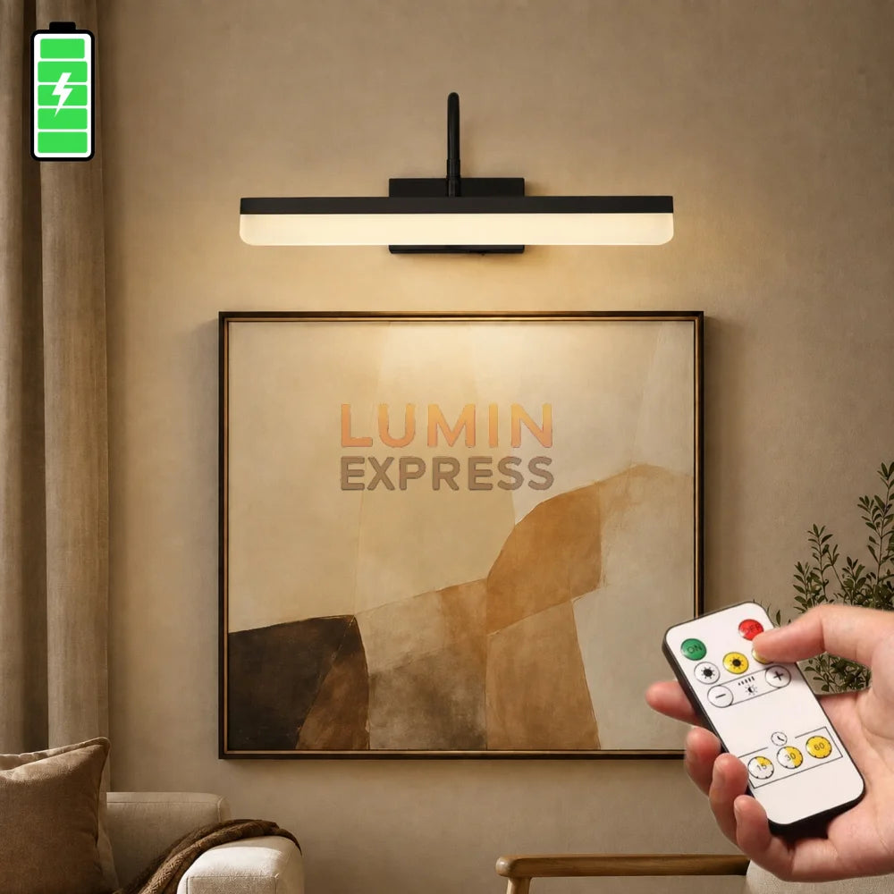Applique murale rechargeable noire LED pour tableau et miroir au Maroc