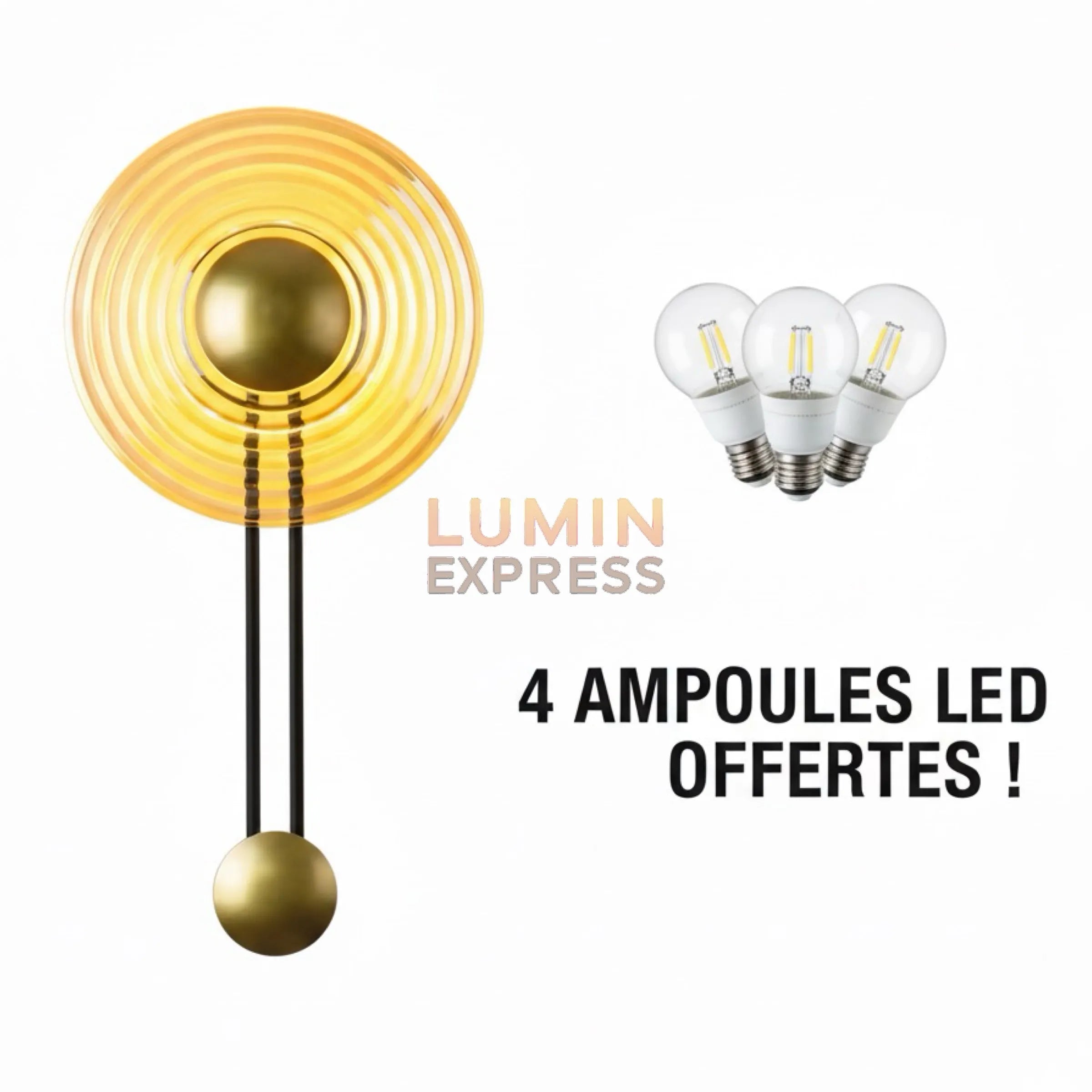 Applique murale SUNBELL en verre et laiton doré – Luminaire mural design moderne au Maroc