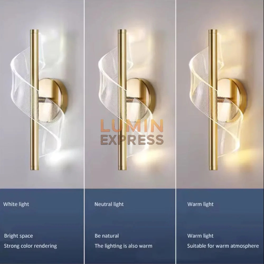 Éclairage mural moderne Twister Gold avec finition dorée – Luminexpress Maroc