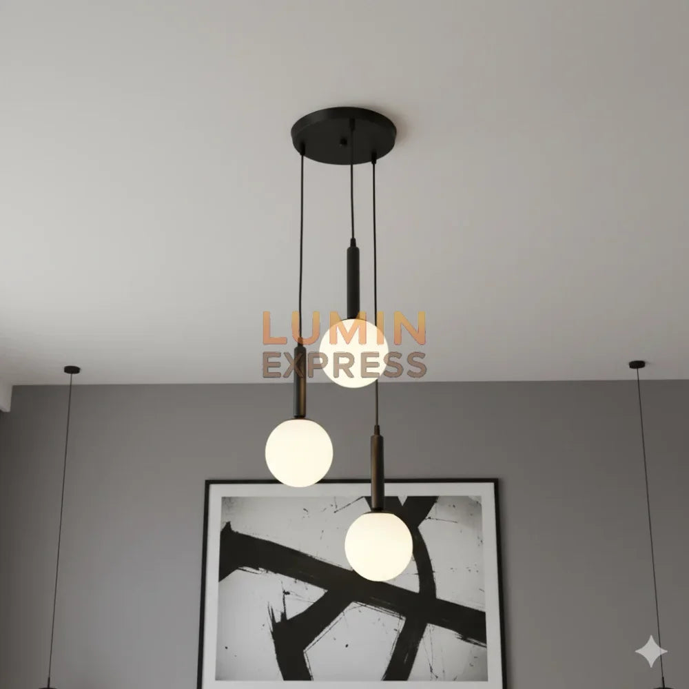 Suspension ISADORA 3 boules noire – luminaire Maroc signé Luminexpress