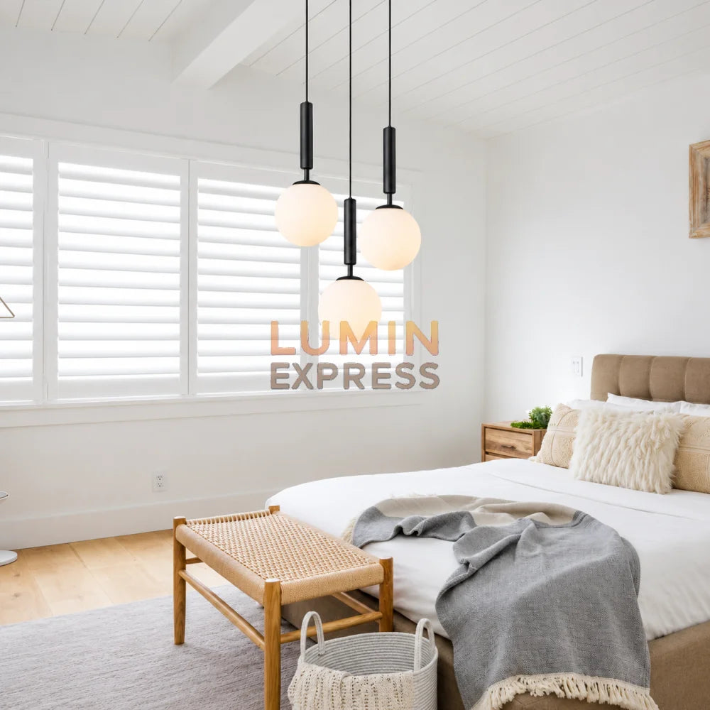 Suspension ISADORA 3 boules noire – luminaire Maroc Luminexpress style IKEA Maroc