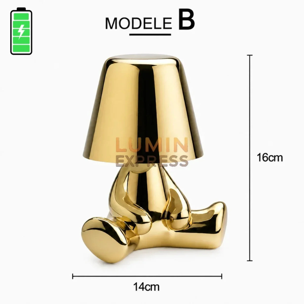 Lampe de chevet TEDDY B Gold sans fil à éclairage LED dimmable