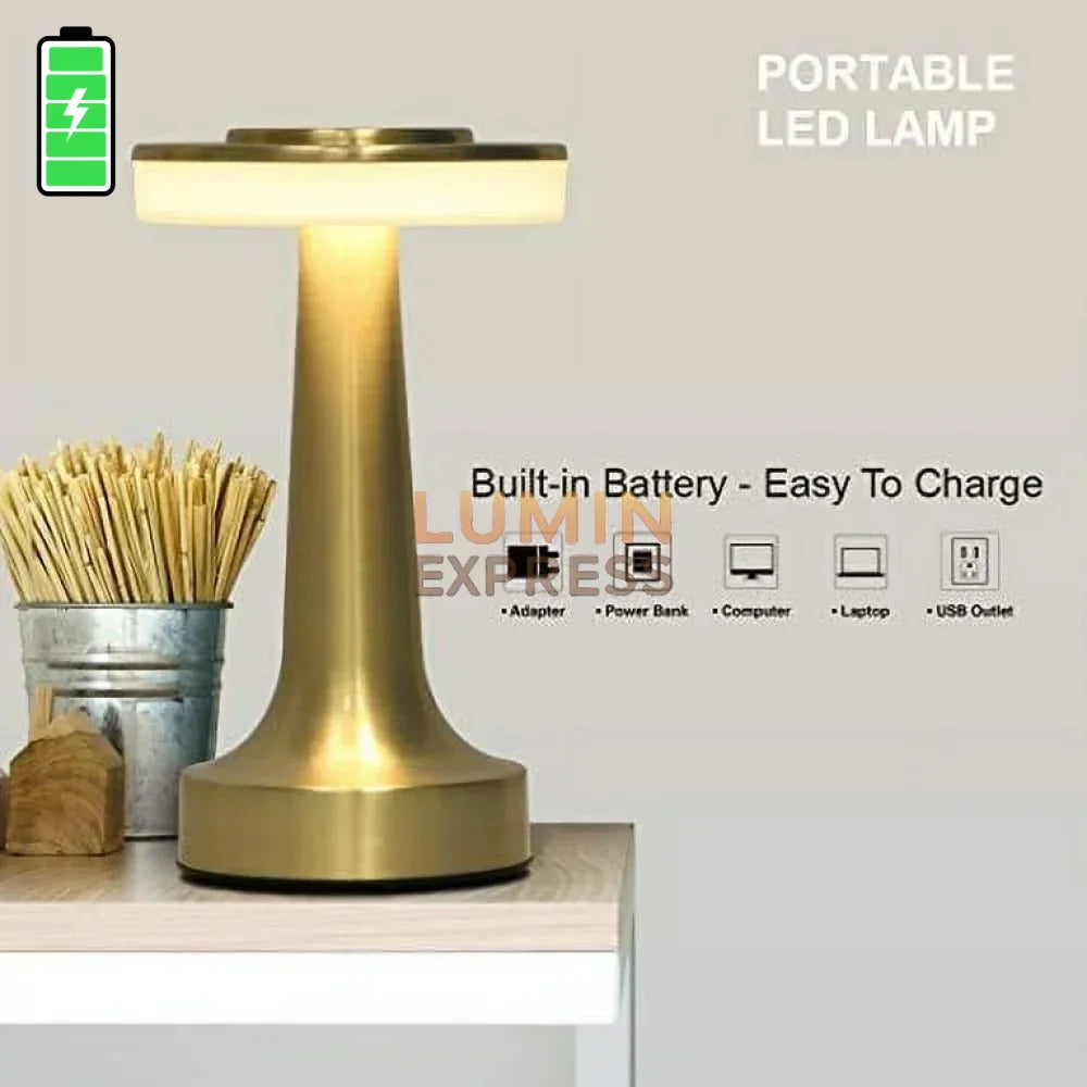 Lampe rechargeable USB TEKTA Gold — luminaire portable Luminexpress Maroc.