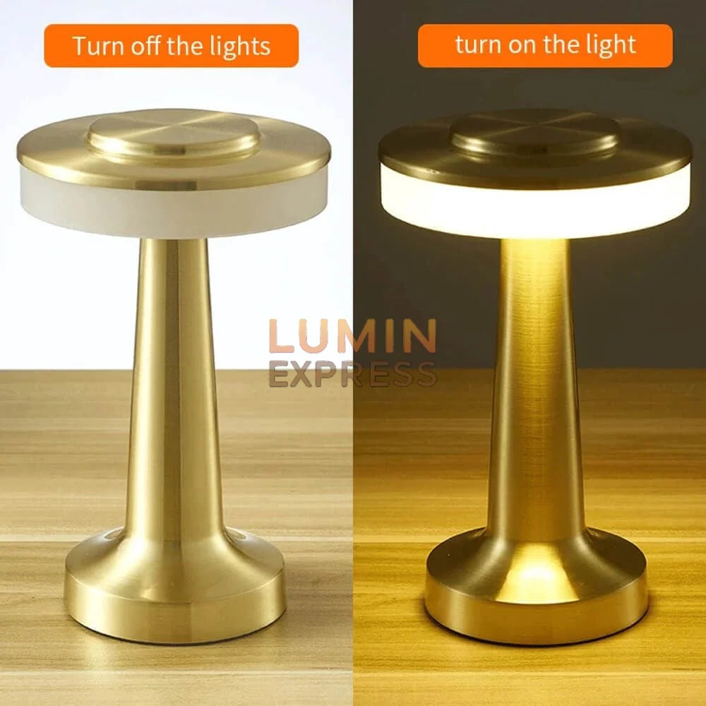 Lampe LED rechargeable TEKTA Gold — lampe de table or brossé moderne.