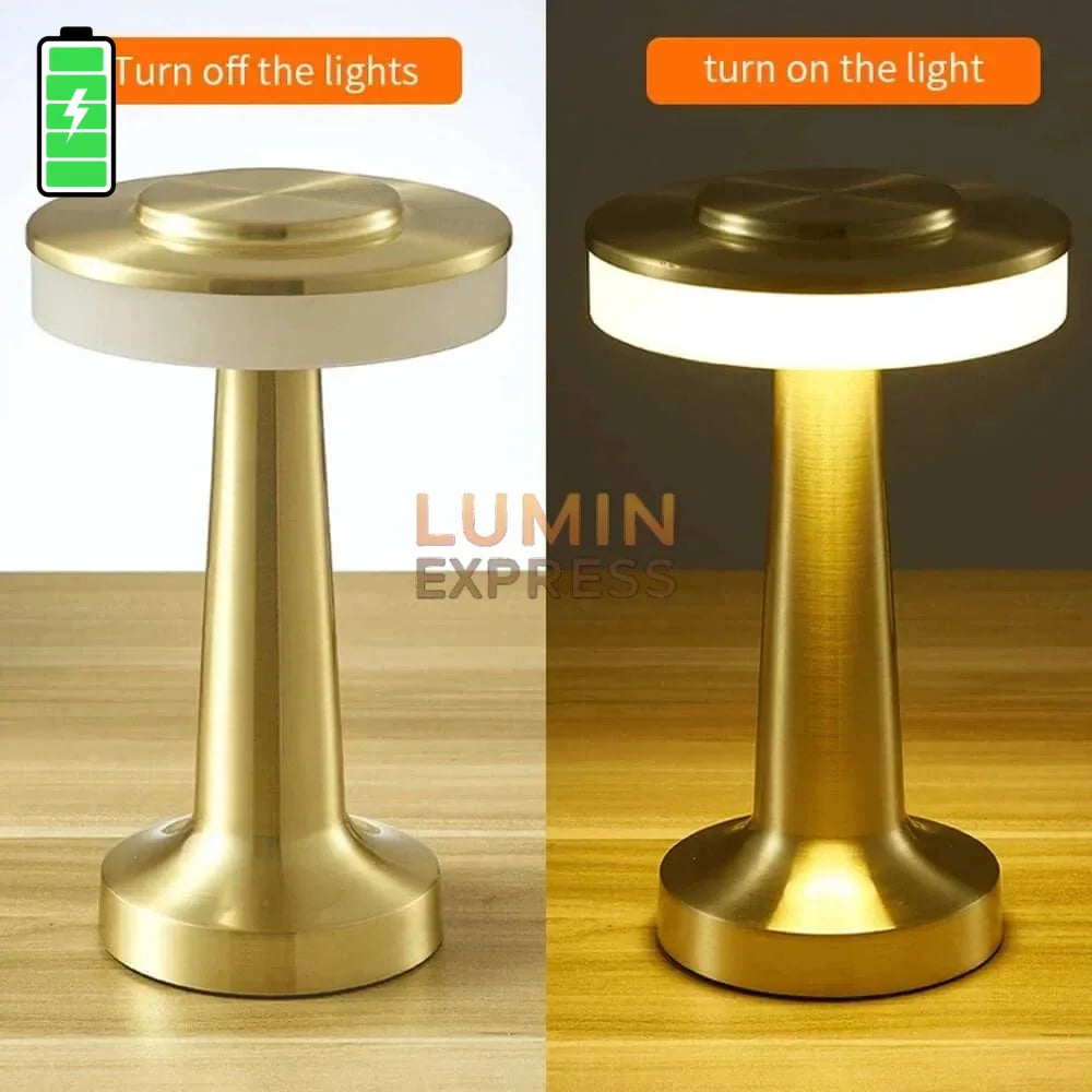 Lampe LED rechargeable TEKTA Gold — lampe de table or brossé moderne.