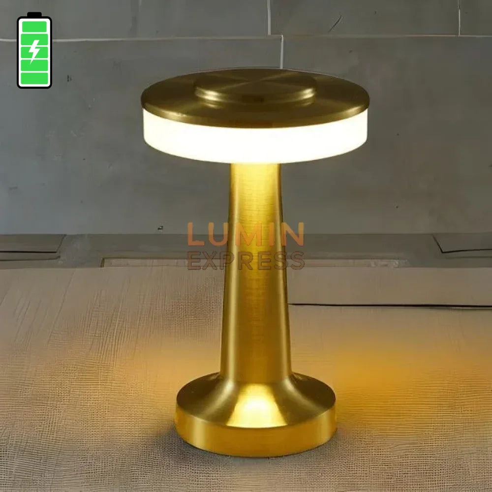 Lampe portable rechargeable TEKTA Gold — luminaire décoratif design Maroc.