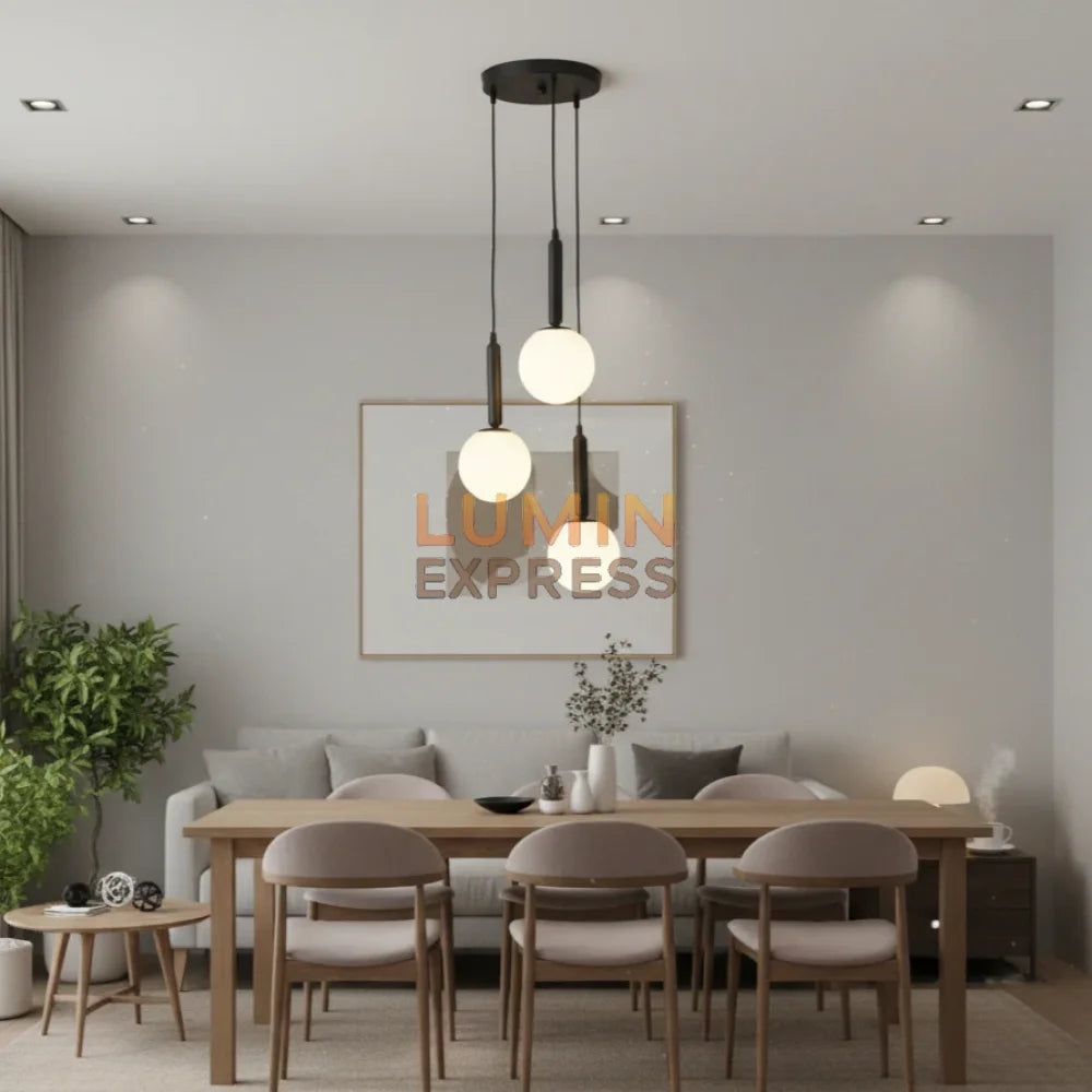 Suspension ISADORA 3 boules noire – luminaire Maroc Luminexpress style IKEA Maroc