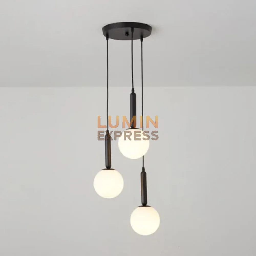 Suspension ISADORA 3 boules noire – luminaire Maroc Luminexpress style IKEA Maroc