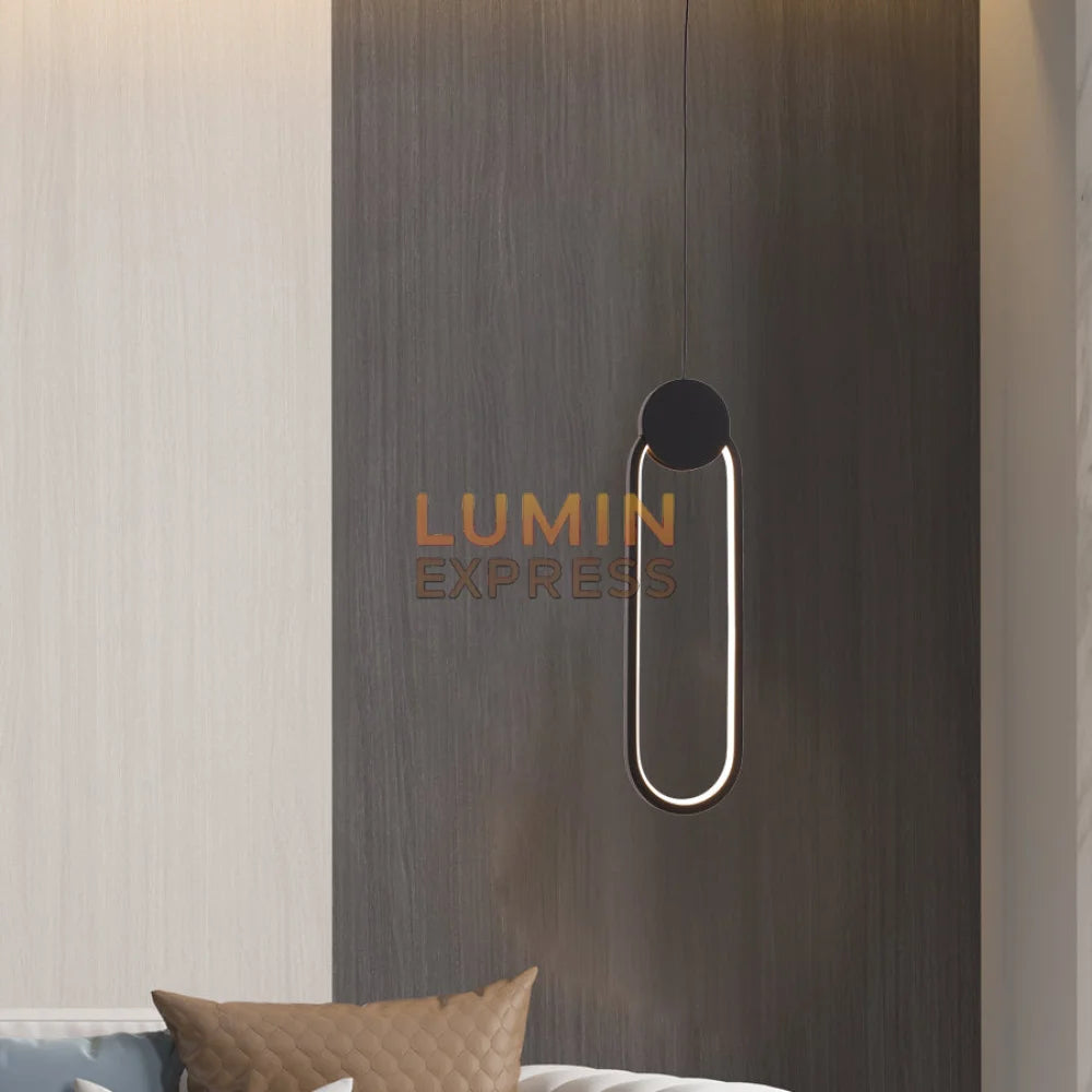 Suspension SLIM Ovale noire design architectural pour intérieur marocain