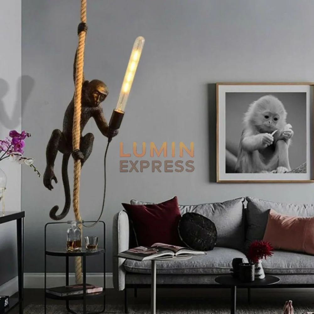 Luminaire MONKEY Black avec corde – style artistique pour maison au Maroc