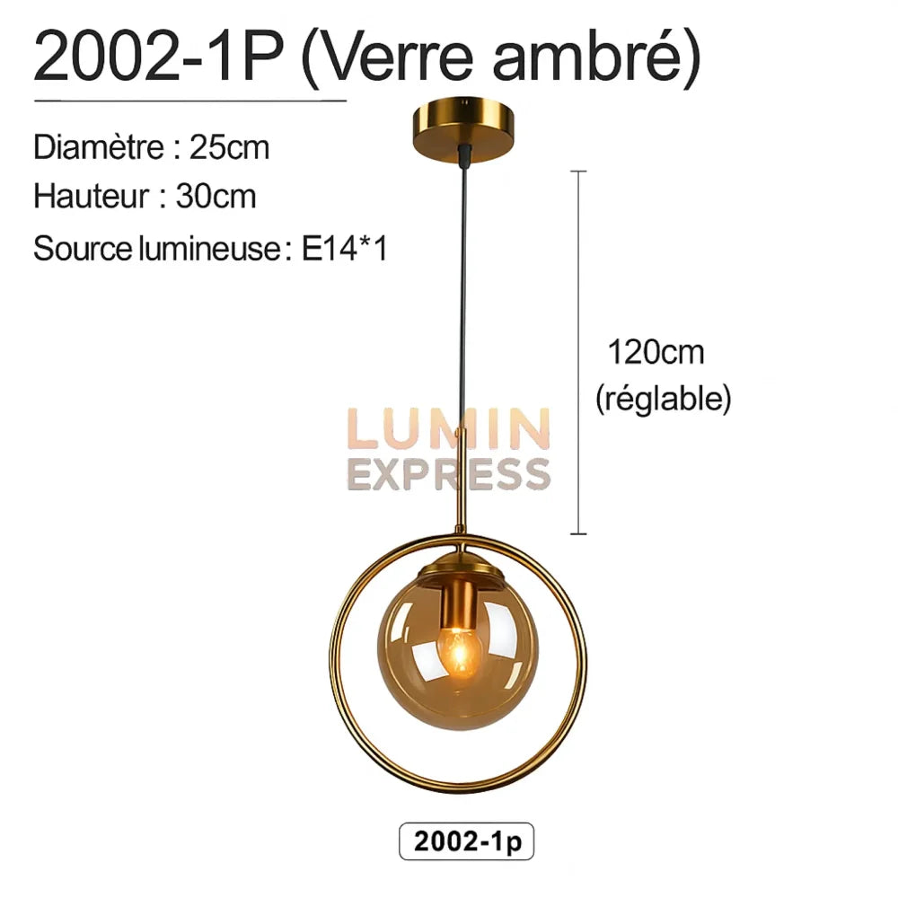 Suspension CLARO laiton doré avec hauteur réglable 120 cm