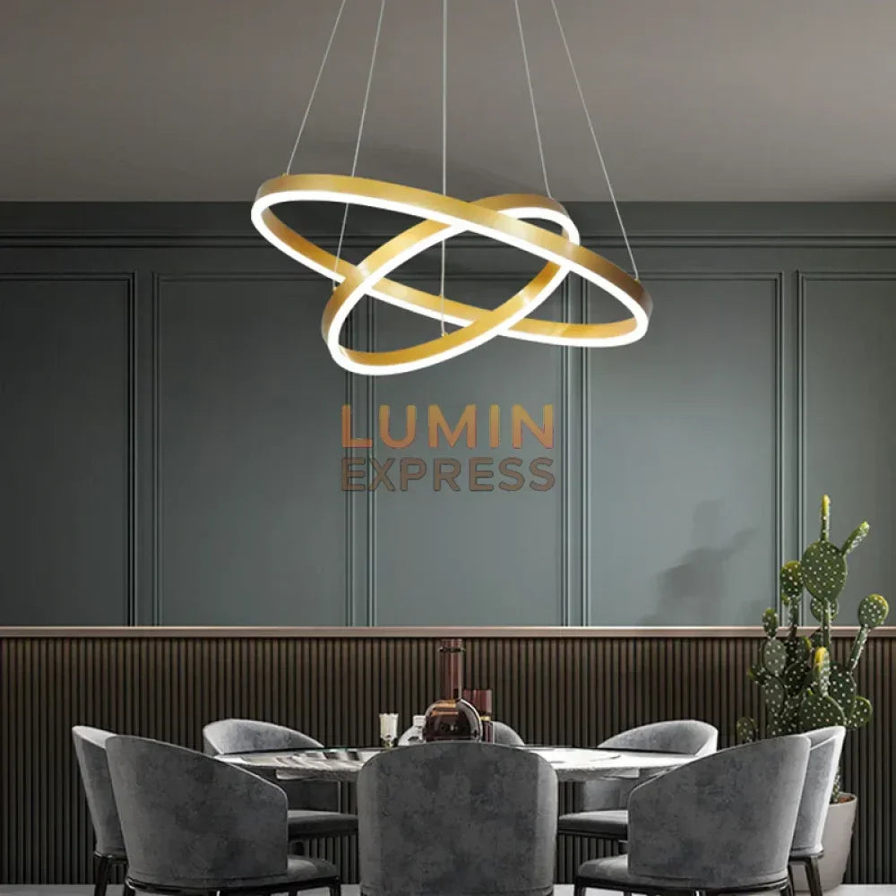 Luminaire suspension ELITE DUO Gold doré brossé pour salon moderne – Luminexpress