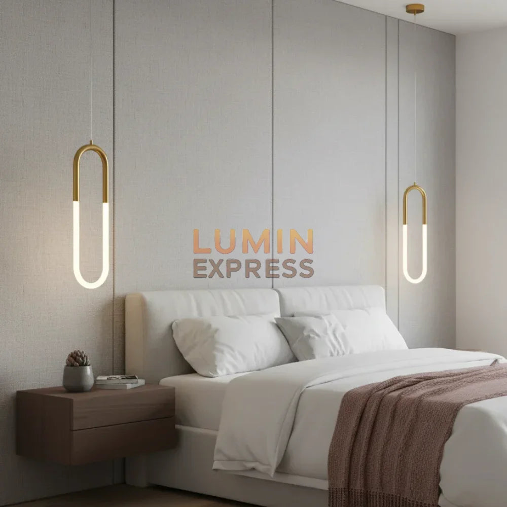 Suspension moderne WARNER laiton doré éclairage intérieur chambre a coucher