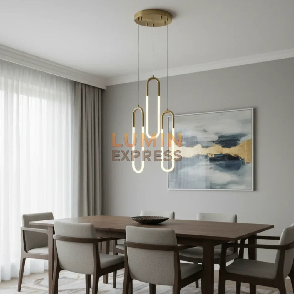 Suspension LED acrylique dorée WARNER Triple ajustable