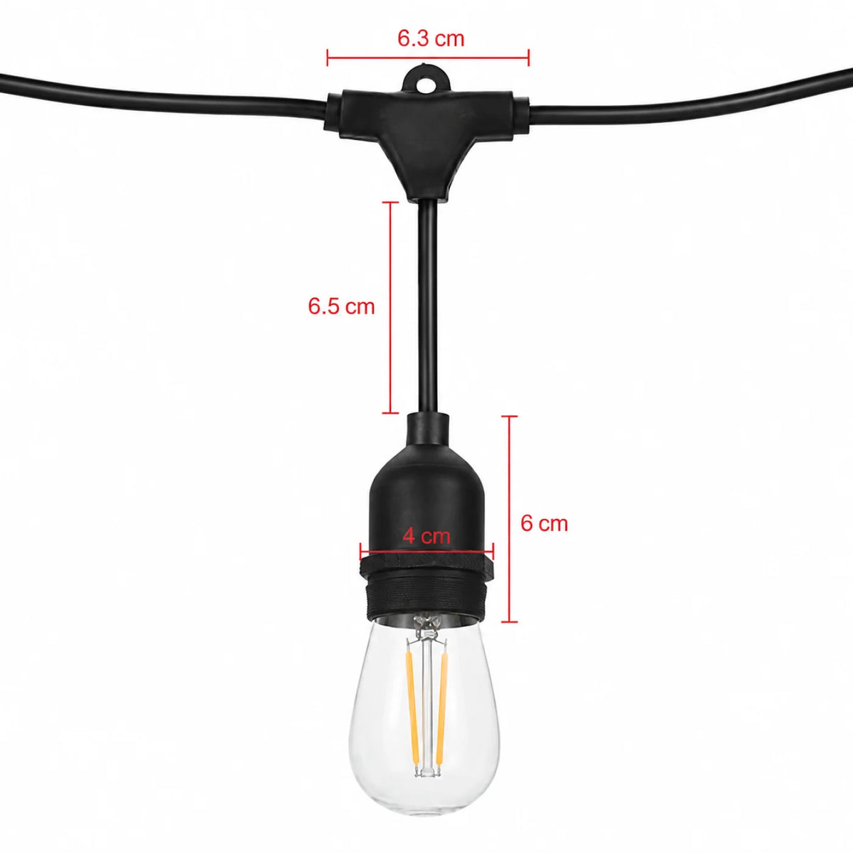Guirlande Guinguette Extérieure Étanche IP65 10M avec 15 Douilles E27 Noires