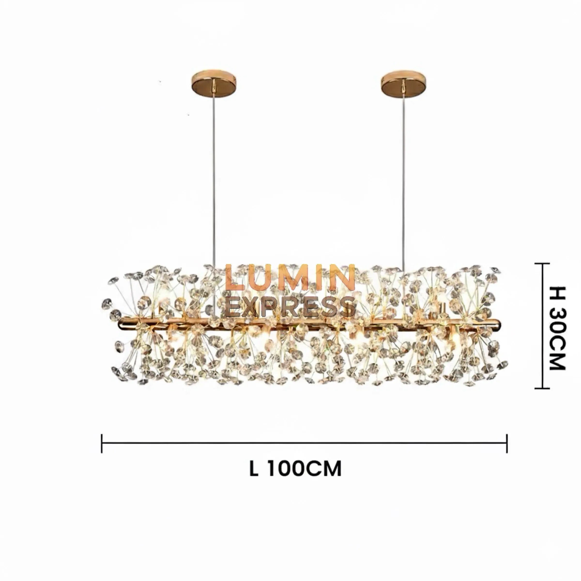 Lustre CLASSICO suspension rectangulaire 100 cm doré cristal – Maroc